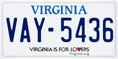 VA license plate VAY5436