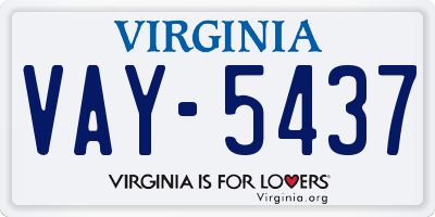 VA license plate VAY5437