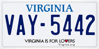 VA license plate VAY5442