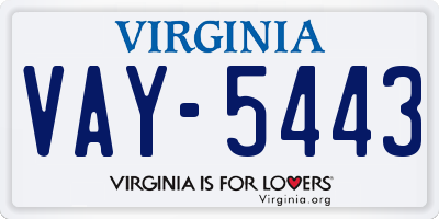 VA license plate VAY5443