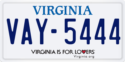 VA license plate VAY5444