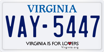 VA license plate VAY5447
