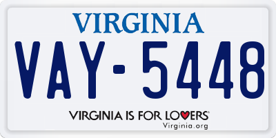 VA license plate VAY5448