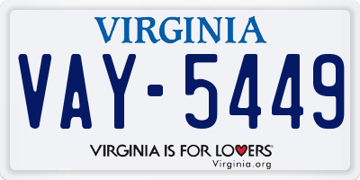 VA license plate VAY5449