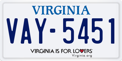 VA license plate VAY5451
