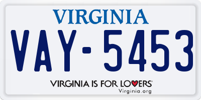 VA license plate VAY5453
