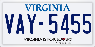 VA license plate VAY5455
