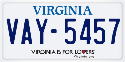 VA license plate VAY5457