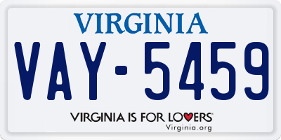 VA license plate VAY5459