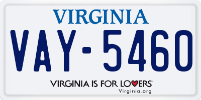VA license plate VAY5460