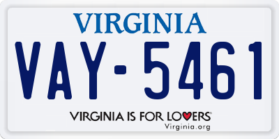 VA license plate VAY5461