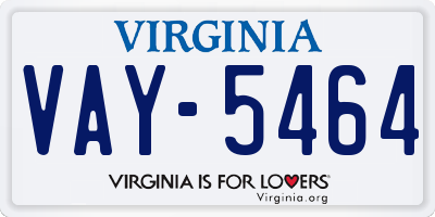 VA license plate VAY5464