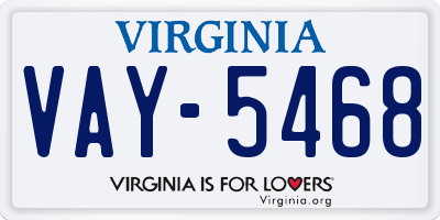 VA license plate VAY5468