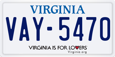 VA license plate VAY5470