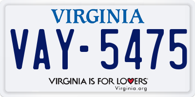 VA license plate VAY5475