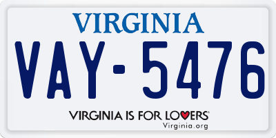 VA license plate VAY5476