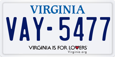 VA license plate VAY5477