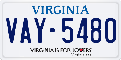 VA license plate VAY5480