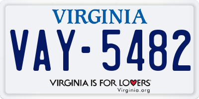 VA license plate VAY5482