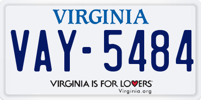 VA license plate VAY5484