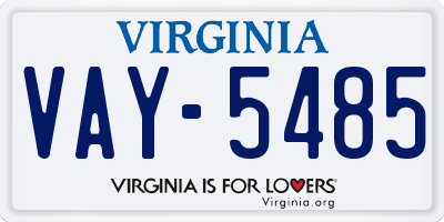 VA license plate VAY5485