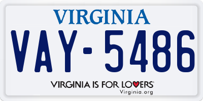 VA license plate VAY5486