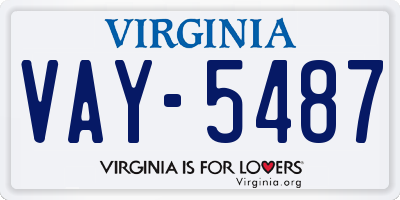 VA license plate VAY5487