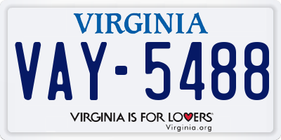 VA license plate VAY5488