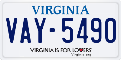 VA license plate VAY5490