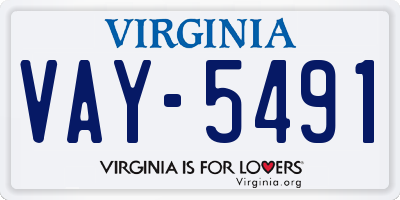 VA license plate VAY5491