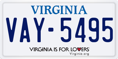 VA license plate VAY5495