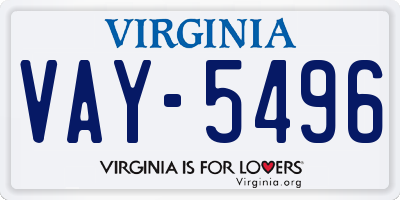 VA license plate VAY5496