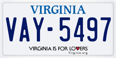 VA license plate VAY5497