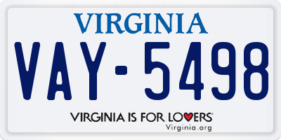 VA license plate VAY5498