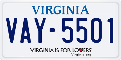 VA license plate VAY5501