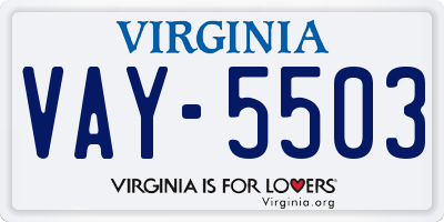 VA license plate VAY5503