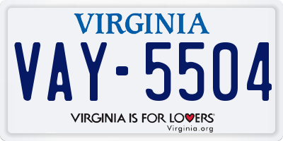 VA license plate VAY5504