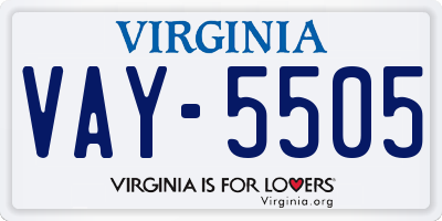 VA license plate VAY5505