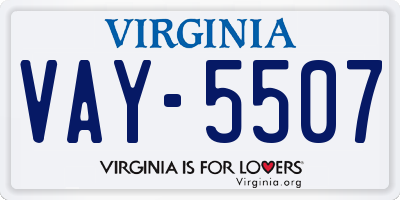 VA license plate VAY5507