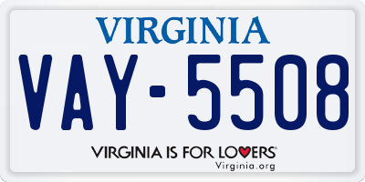 VA license plate VAY5508