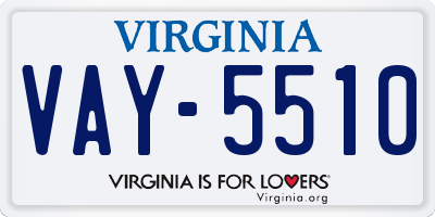 VA license plate VAY5510