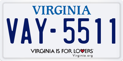 VA license plate VAY5511