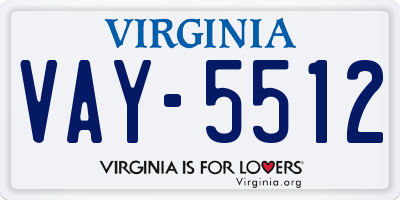 VA license plate VAY5512