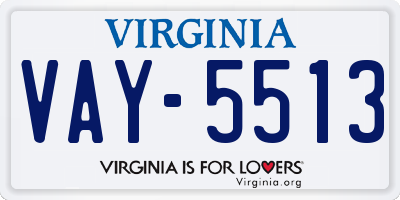 VA license plate VAY5513