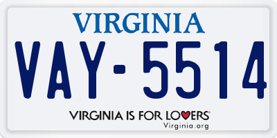 VA license plate VAY5514