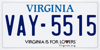 VA license plate VAY5515