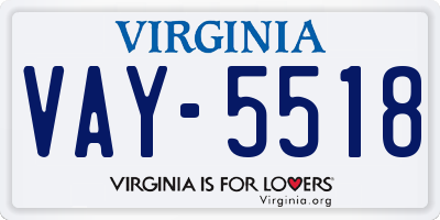 VA license plate VAY5518