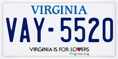 VA license plate VAY5520