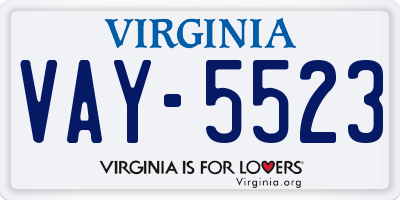 VA license plate VAY5523