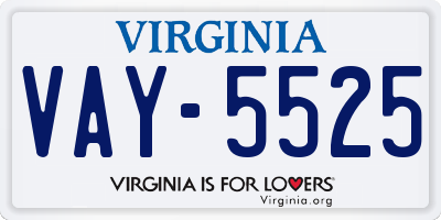 VA license plate VAY5525